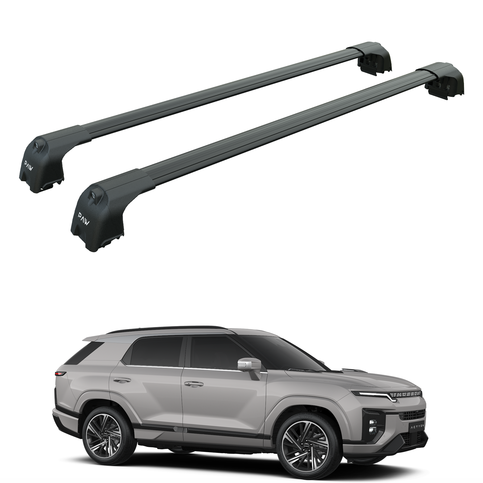 For KGM Actyon 2025-2026 Roof Rack System, Aluminium Cross Bar, Flush Rail, Black For KGM Actyon 2025-2026 Roof Rack System, Aluminium Cross Bar, Flush Rail, Black